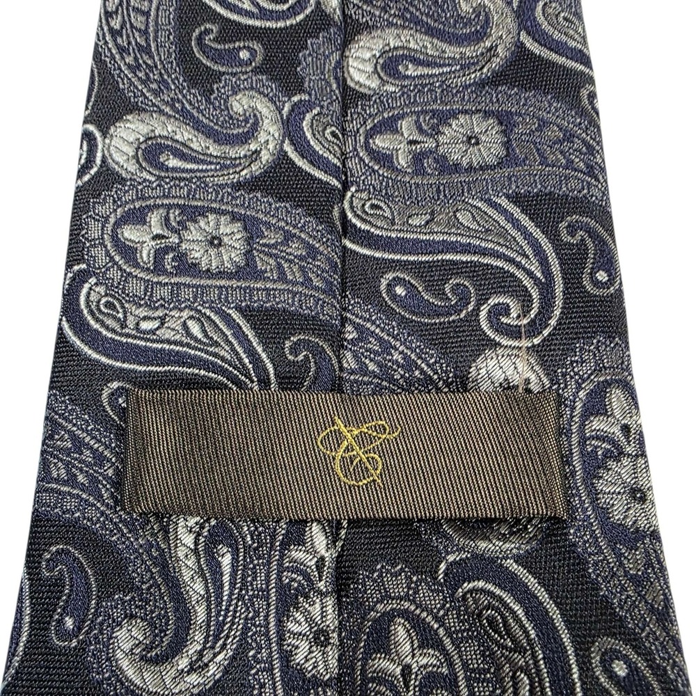 CANALI Paisley Silk Tie Black Silver Made in‎ Italy Men's Formal Luxury Power - Picture 10 of 12